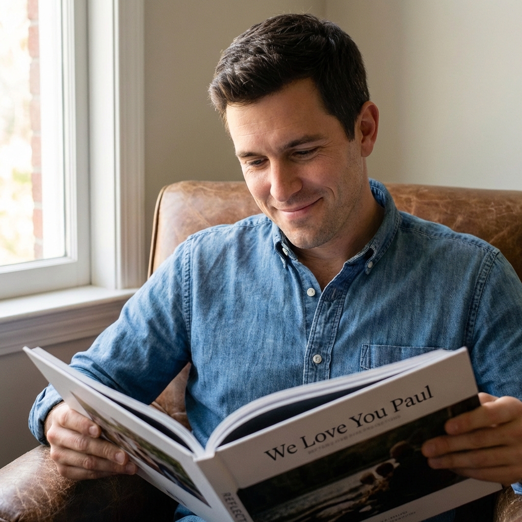 Man reading his book